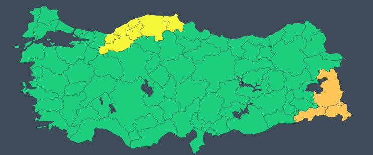 28 Aralık Sarı Ve Turuncu Kodlu Uyarı