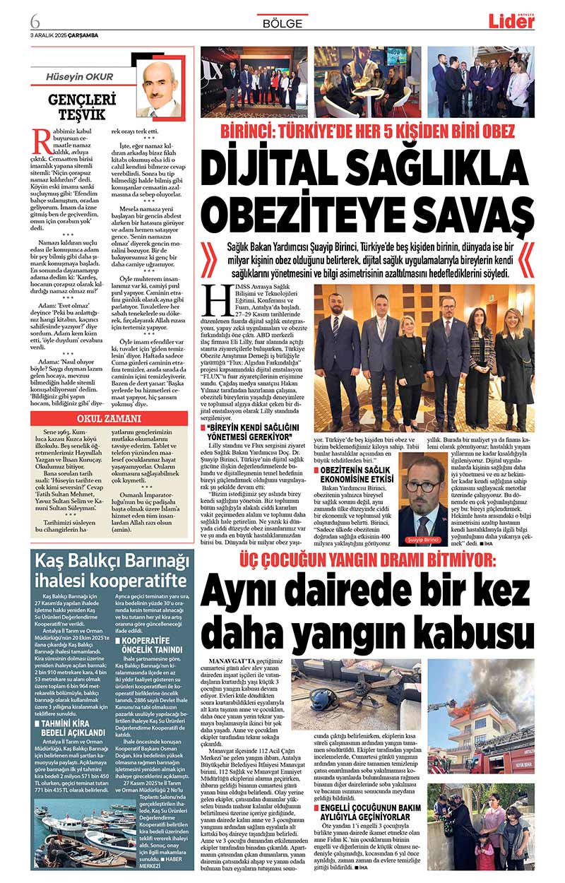 3 A R A L I K 2025 L İ D E R G A Z E T E A N T A L Y A 6