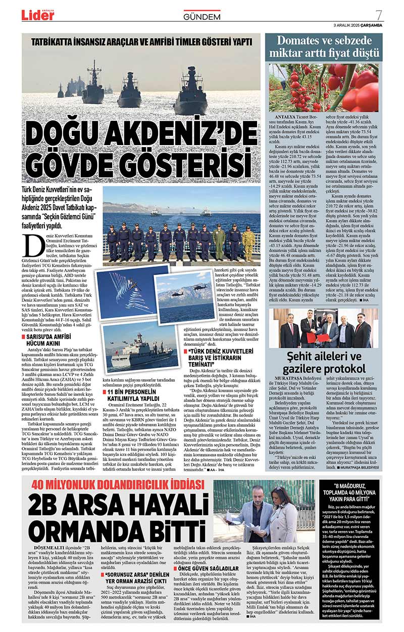 3 A R A L I K 2025 L İ D E R G A Z E T E A N T A L Y A 7