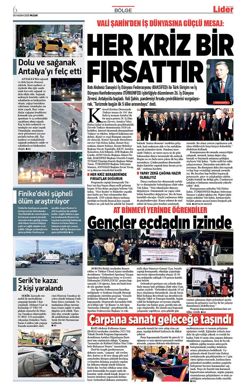 30 K A S I M 2025 L İ D E R G A Z E T E A N T A L Y A 6