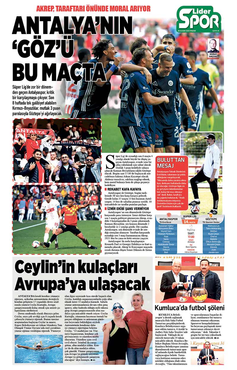 30 K A S I M 2025 L İ D E R G A Z E T E A N T A L Y A 8