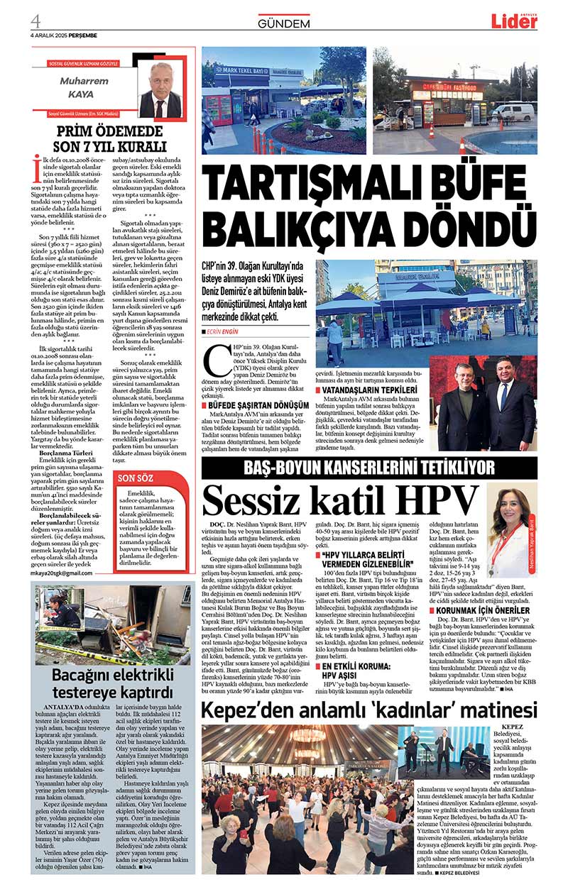 4 A R A L I K 2025 L İ D E R G A Z E T E A N T A L Y A 4