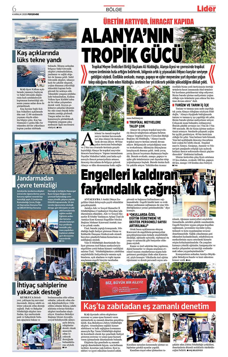 4 A R A L I K 2025 L İ D E R G A Z E T E A N T A L Y A 6