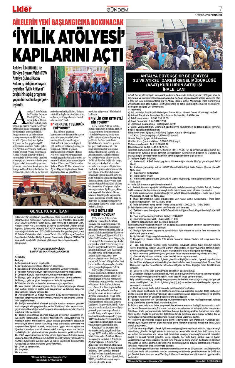 4 A R A L I K 2025 L İ D E R G A Z E T E A N T A L Y A 7
