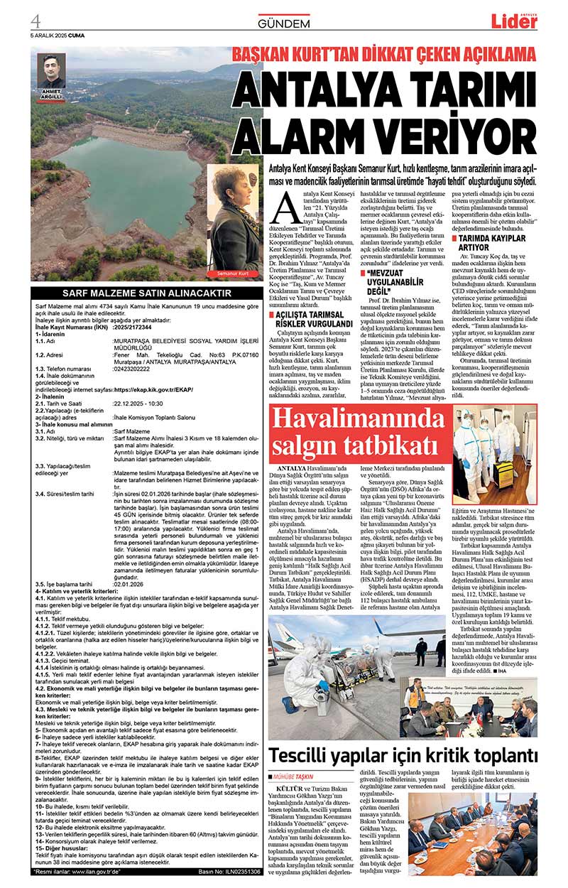 5 A R A L I K 2025 L İ D E R G A Z E T E A N T A L Y A 4