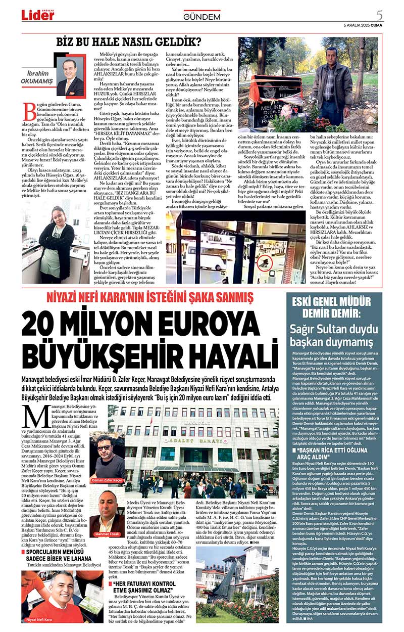 5 A R A L I K 2025 L İ D E R G A Z E T E A N T A L Y A 5