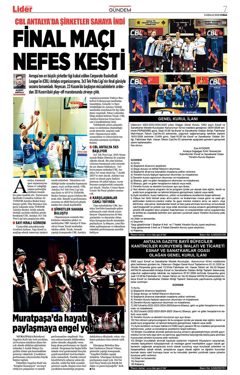 5 A R A L I K 2025 L İ D E R G A Z E T E A N T A L Y A 7