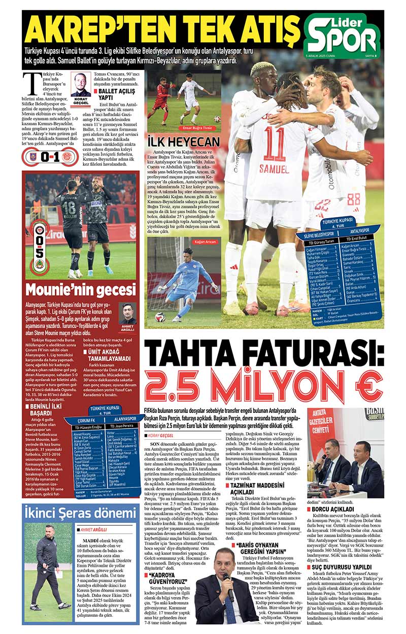 5 A R A L I K 2025 L İ D E R G A Z E T E A N T A L Y A 8