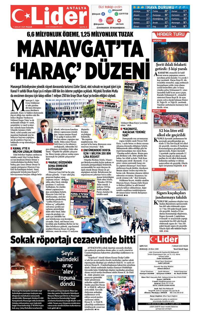 7 A R A L I K 2025 L İ D E R G A Z E T E A N T A L Y A 3