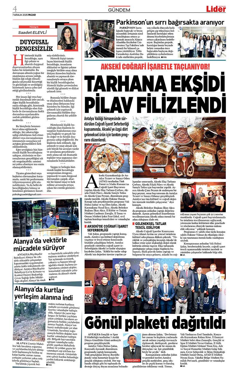 7 A R A L I K 2025 L İ D E R G A Z E T E A N T A L Y A 4