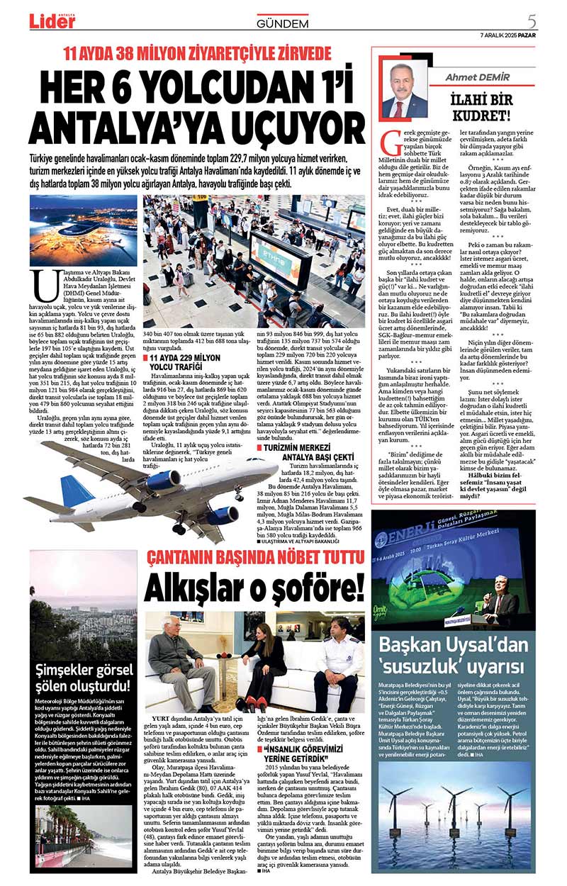 7 A R A L I K 2025 L İ D E R G A Z E T E A N T A L Y A 5