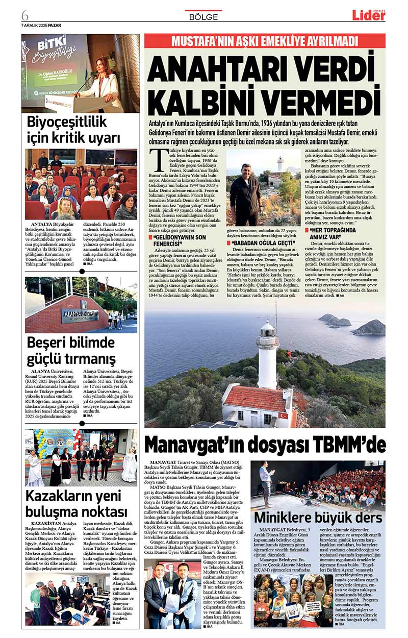 7 A R A L I K 2025 L İ D E R G A Z E T E A N T A L Y A 6
