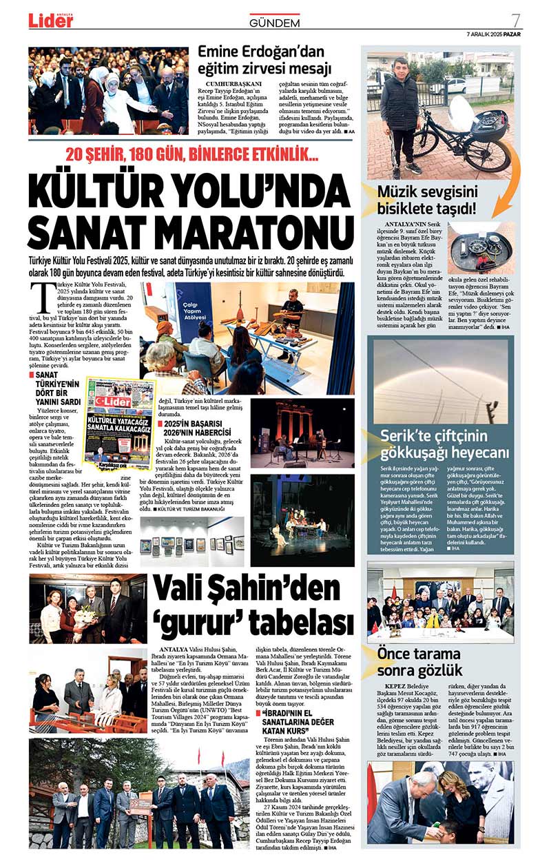 7 A R A L I K 2025 L İ D E R G A Z E T E A N T A L Y A 7