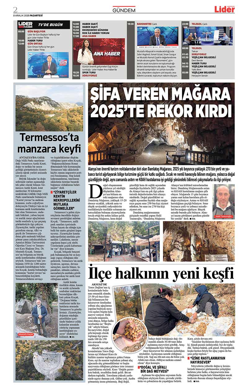 8 A R A L I K 2025 L İ D E R G A Z E T E A N T A L Y A 2