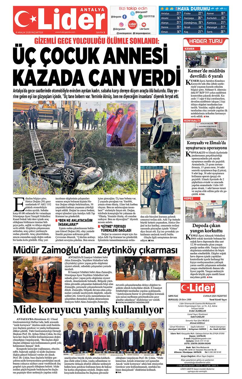 8 A R A L I K 2025 L İ D E R G A Z E T E A N T A L Y A 3