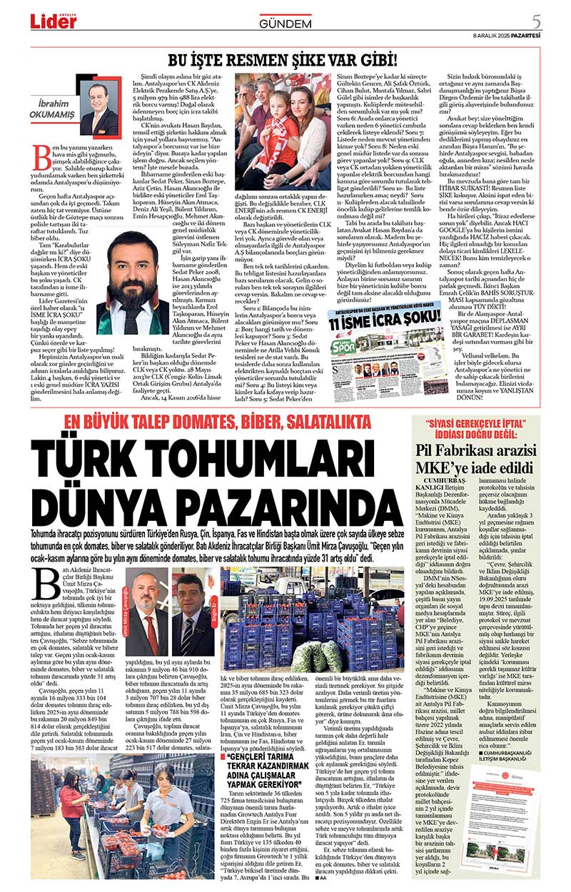 8 A R A L I K 2025 L İ D E R G A Z E T E A N T A L Y A 5