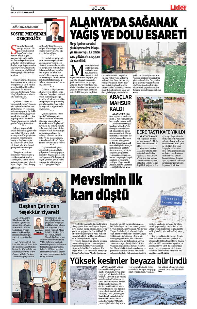 8 A R A L I K 2025 L İ D E R G A Z E T E A N T A L Y A 6