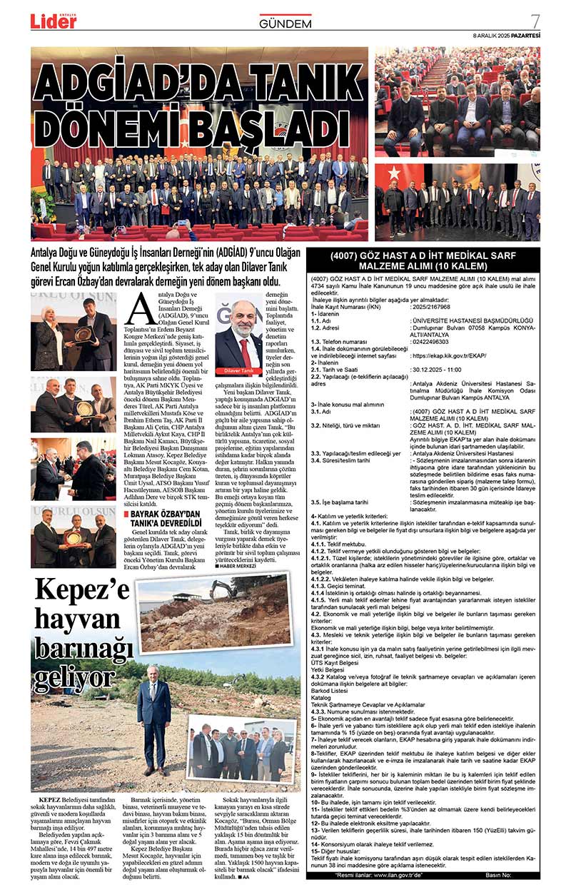 8 A R A L I K 2025 L İ D E R G A Z E T E A N T A L Y A 7