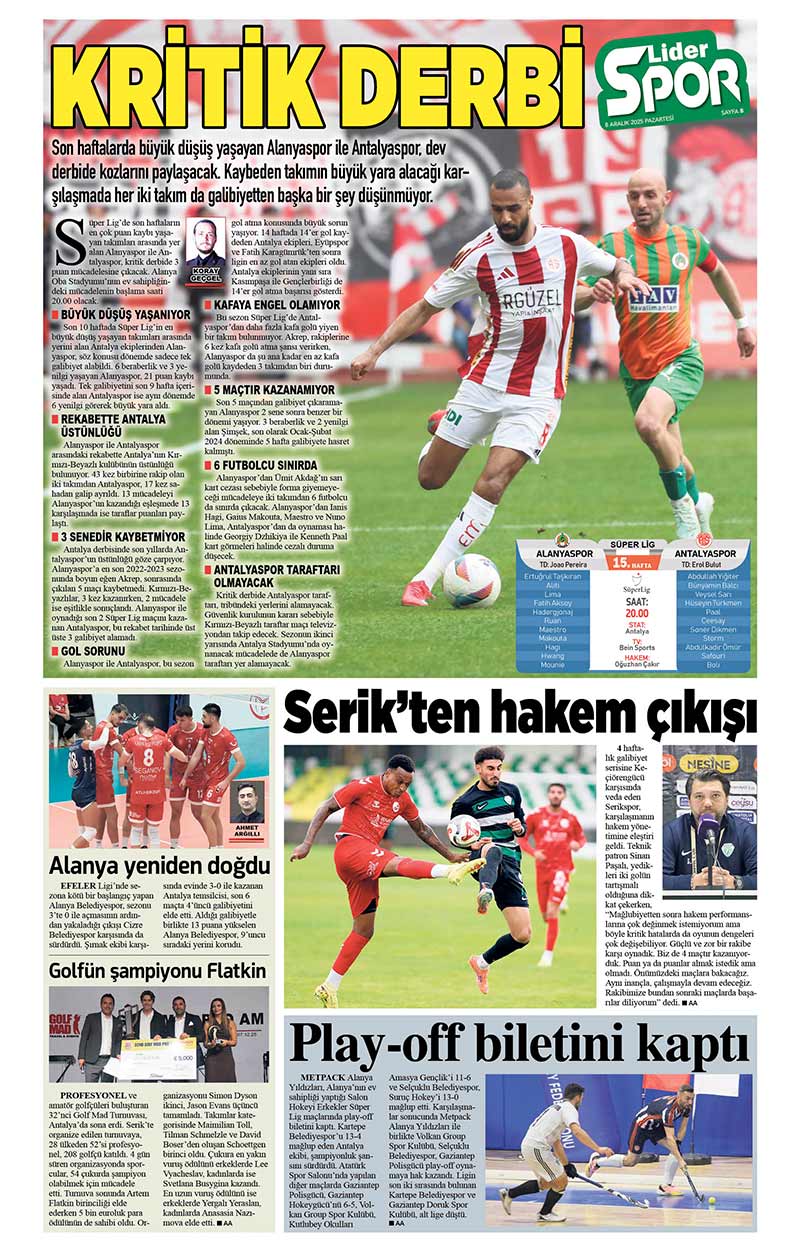 8 A R A L I K 2025 L İ D E R G A Z E T E A N T A L Y A 8