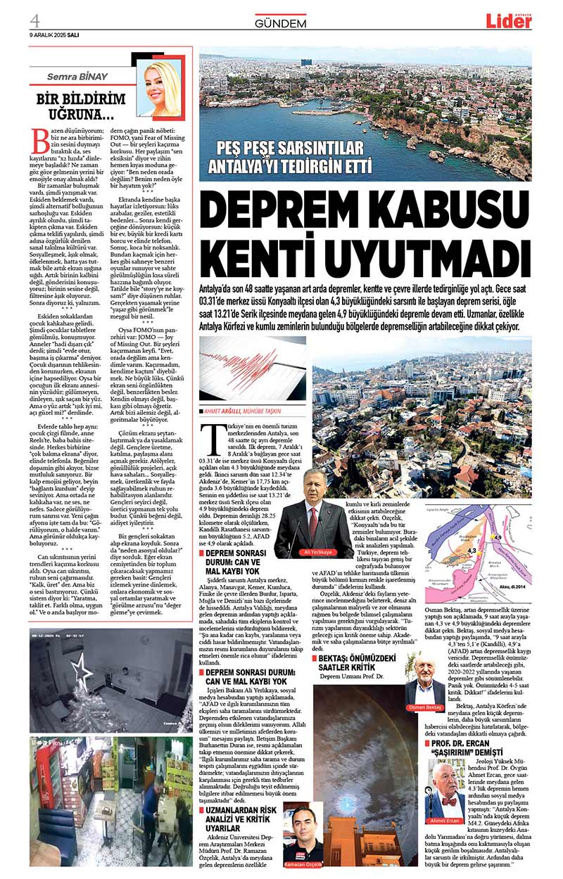 9 A R A L I K 2025 L İ D E R G A Z E T E A N T A L Y A 4