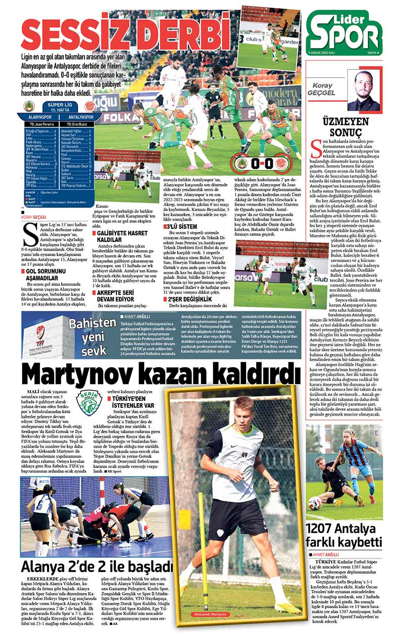 9 A R A L I K 2025 L İ D E R G A Z E T E A N T A L Y A 8