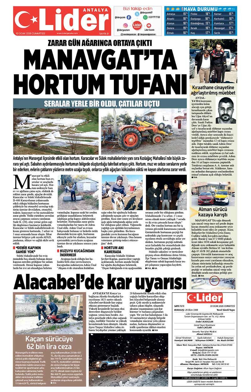 10 O C A K 2026 L İ D E R G A Z E T E A N T A L Y A 3