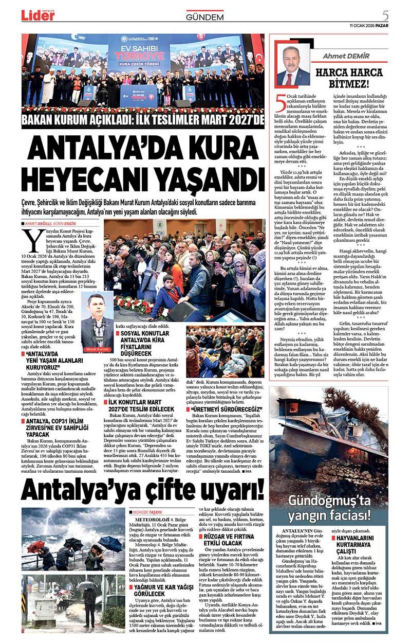 11 O C A K 2026 L İ D E R G A Z E T E A N T A L Y A 5