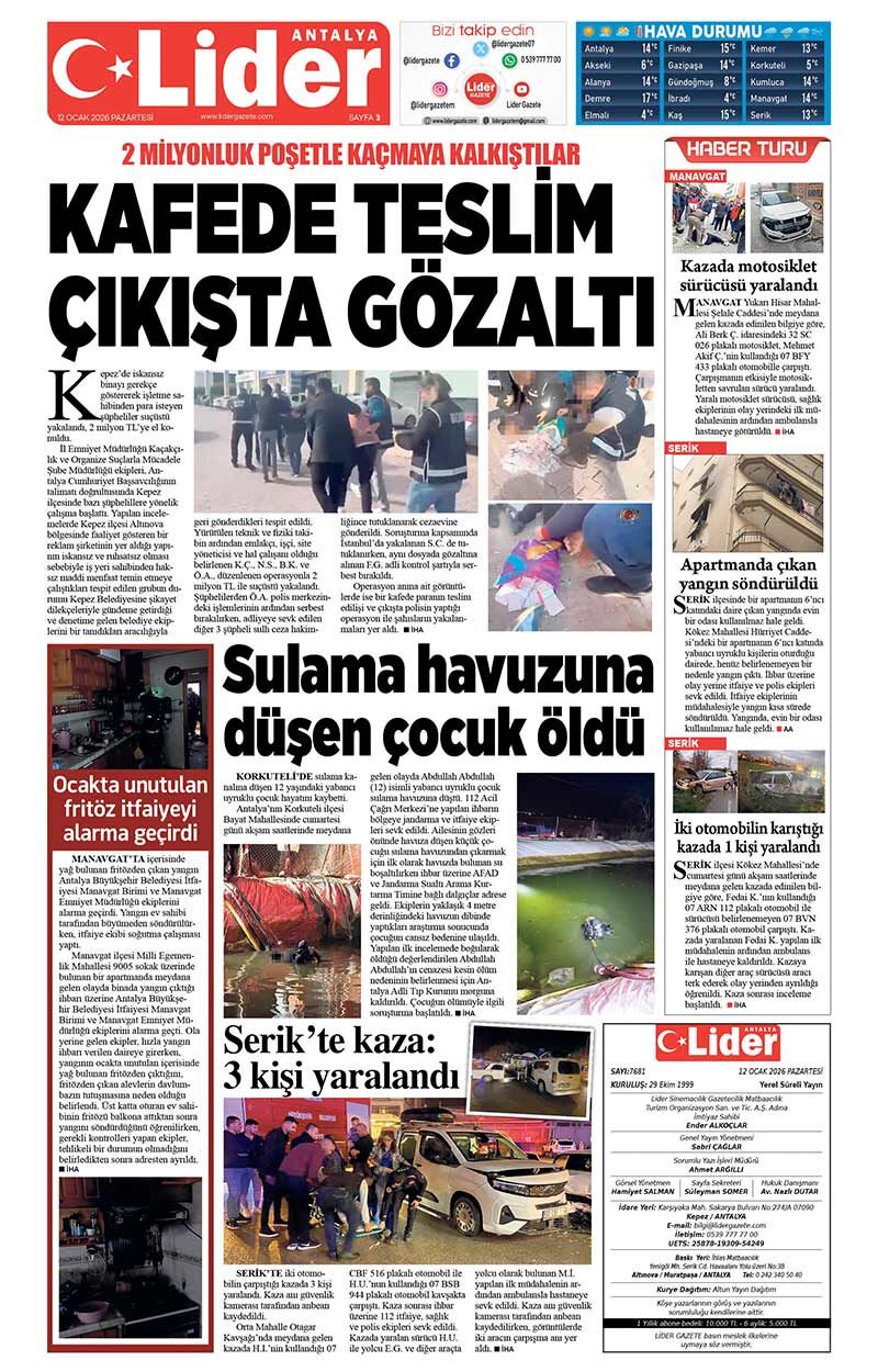 12 O C A K 2026 L İ D E R G A Z E T E A N T A L Y A 3