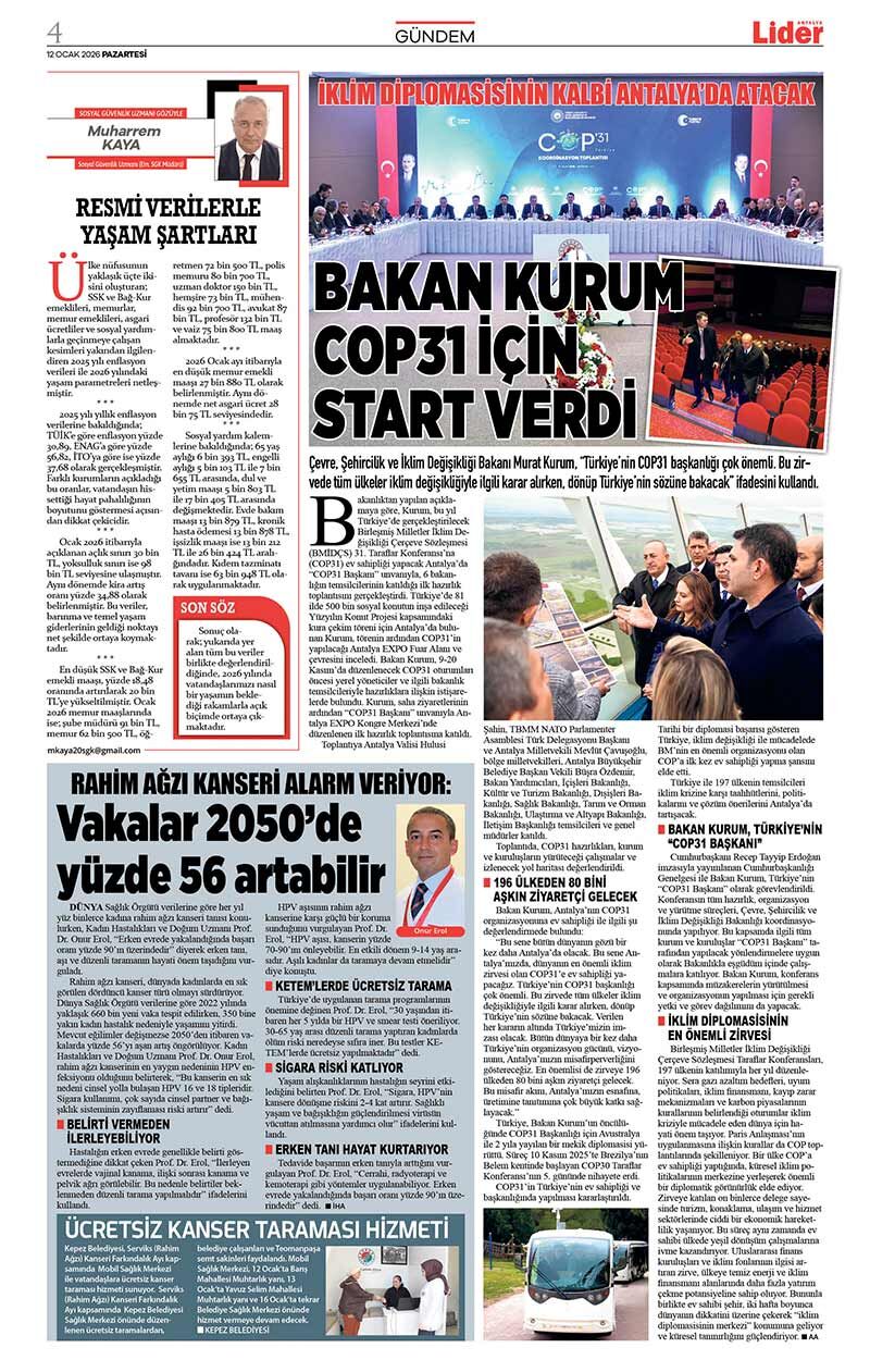 12 O C A K 2026 L İ D E R G A Z E T E A N T A L Y A 4