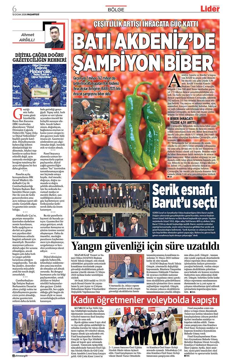 12 O C A K 2026 L İ D E R G A Z E T E A N T A L Y A 6