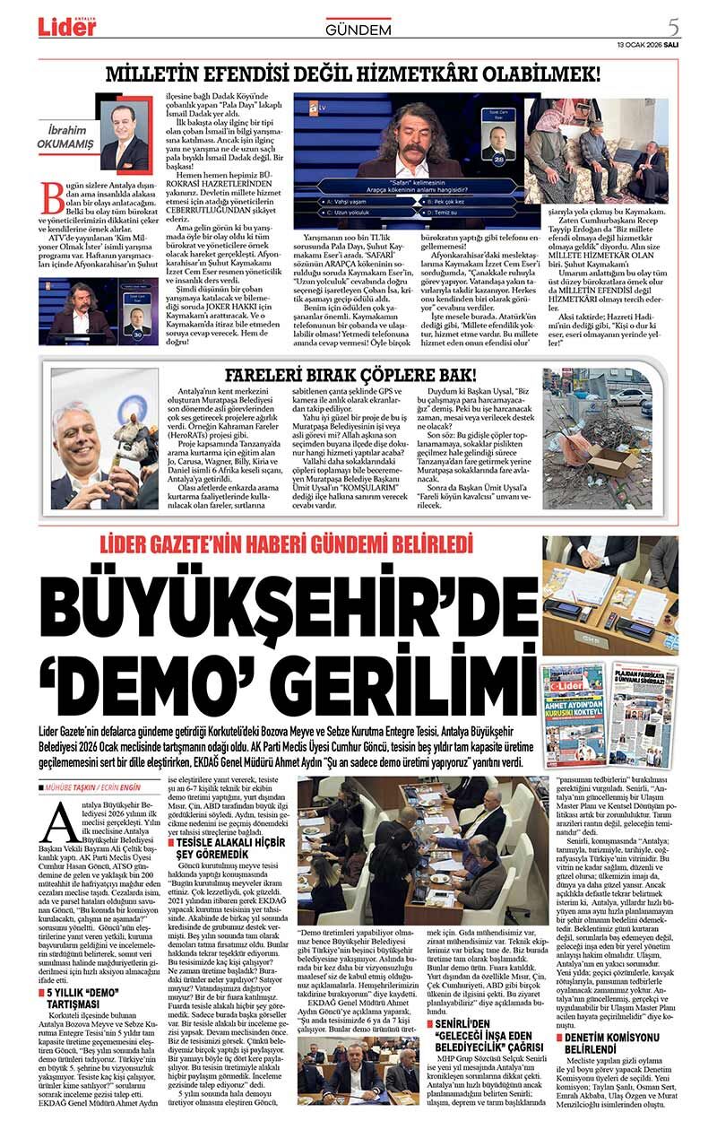 13 O C A K 2026 L İ D E R G A Z E T E A N T A L Y A 5