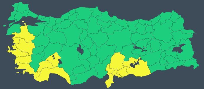 14 Ile Sarı Kodlu Uyarı