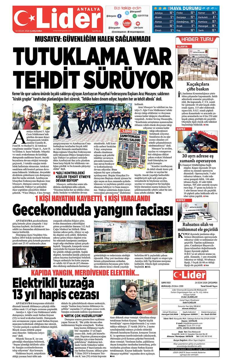 14 O C A K 2026 L İ D E R G A Z E T E A N T A L Y A 3