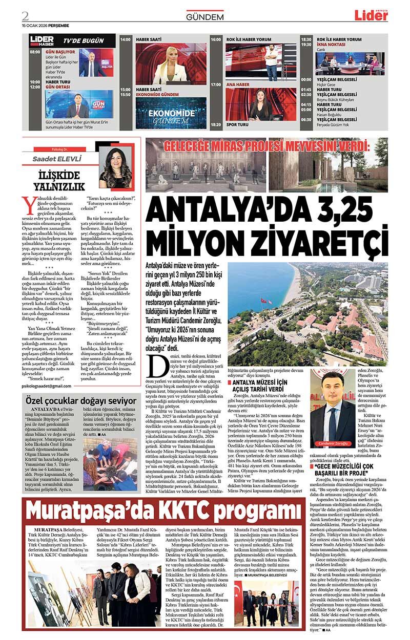 15 O C A K 2026 L İ D E R G A Z E T E A N T A L Y A 2