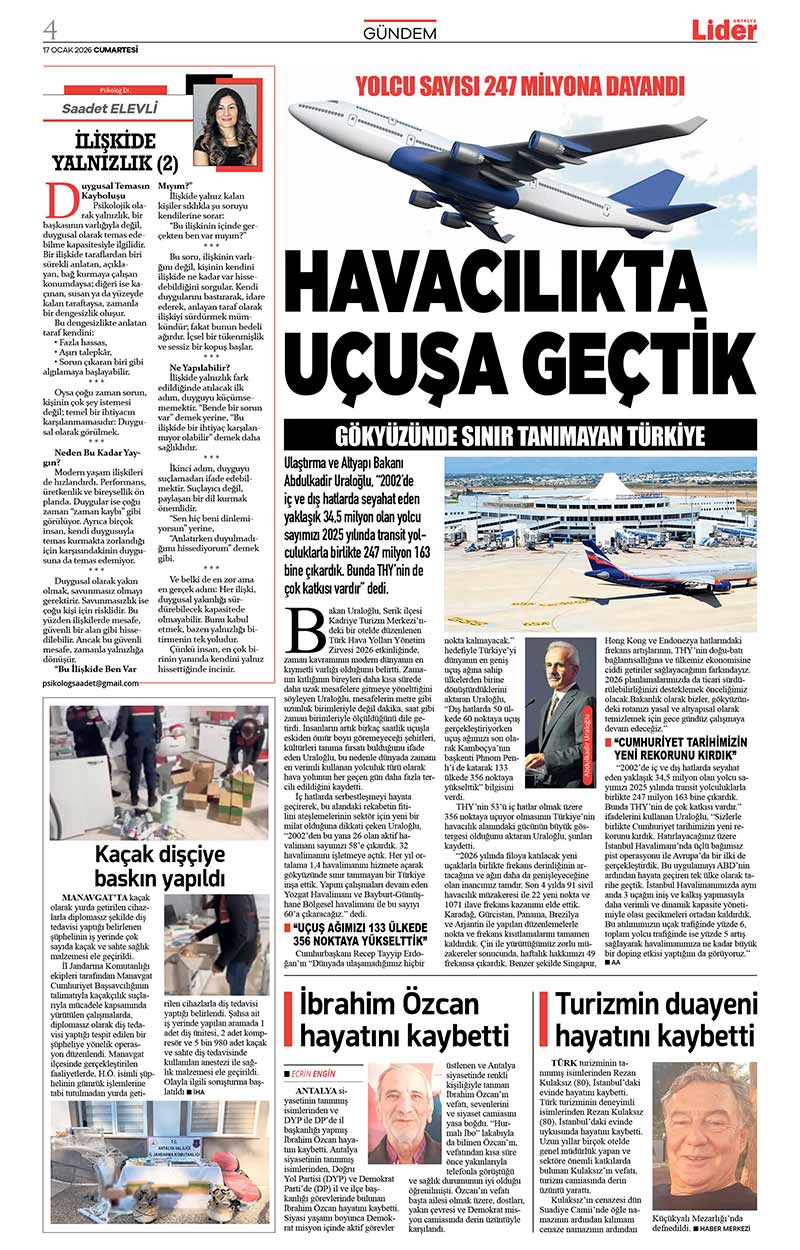 17 O C A K 2026 L İ D E R G A Z E T E A N T A L Y A 4