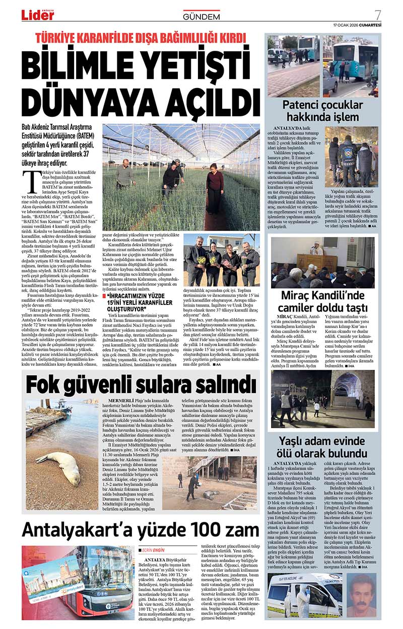17 O C A K 2026 L İ D E R G A Z E T E A N T A L Y A 7