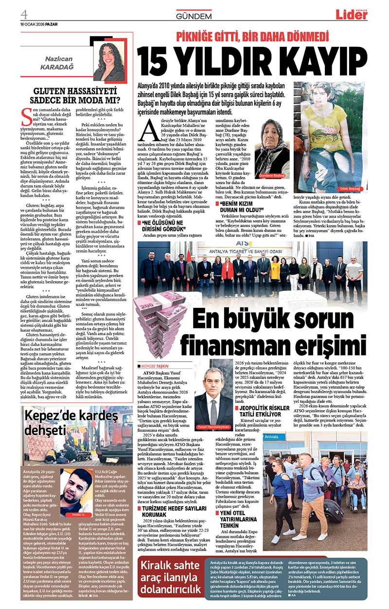 18 O C A K 2026 L İ D E R G A Z E T E A N T A L Y A 4