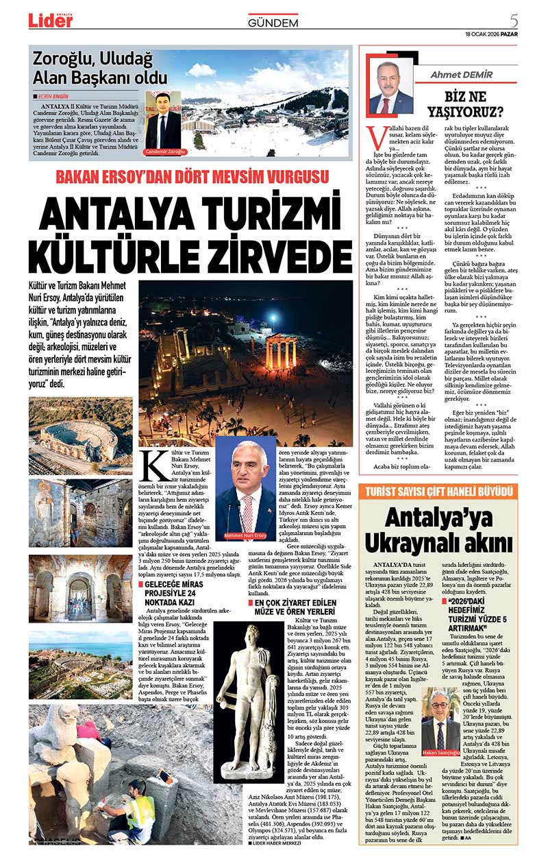 18 O C A K 2026 L İ D E R G A Z E T E A N T A L Y A 5