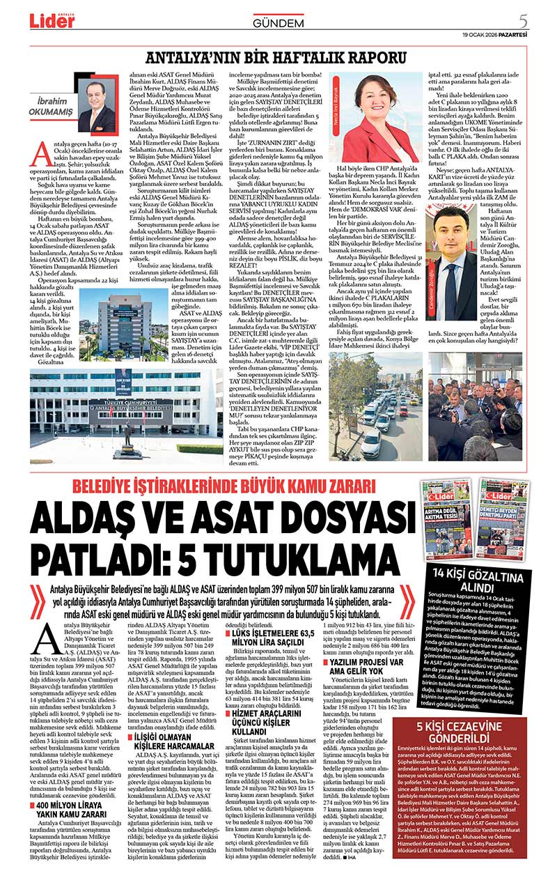 19 O C A K 2026 L İ D E R G A Z E T E A N T A L Y A 5