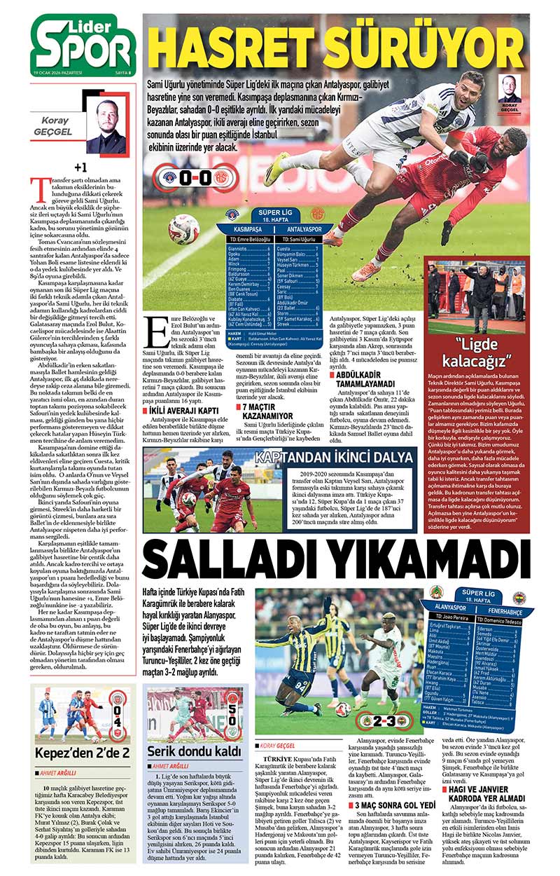 19 O C A K 2026 L İ D E R G A Z E T E A N T A L Y A 8