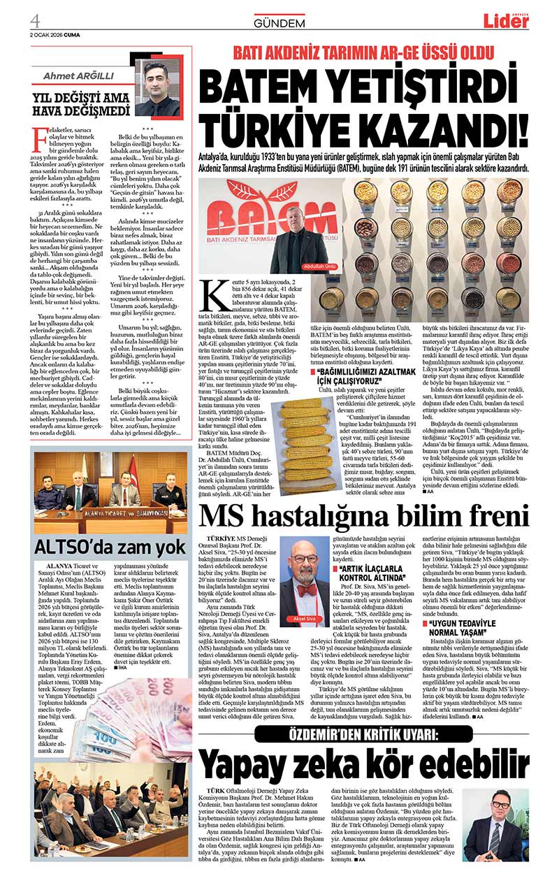 2 O C A K 2026 L İ D E R G A Z E T E A N T A L Y A 4