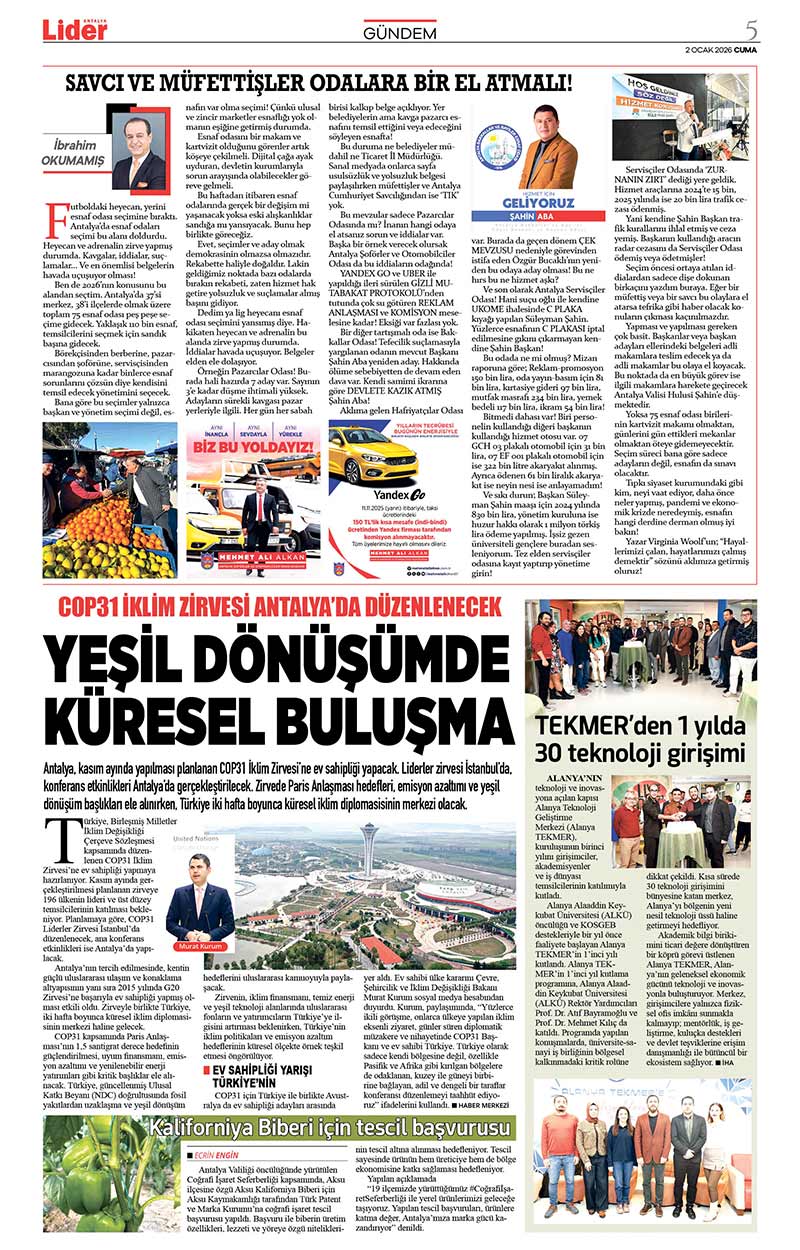 2 O C A K 2026 L İ D E R G A Z E T E A N T A L Y A 5