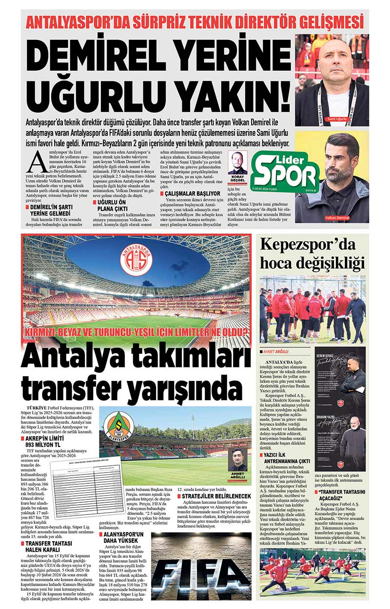 2 O C A K 2026 L İ D E R G A Z E T E A N T A L Y A 8