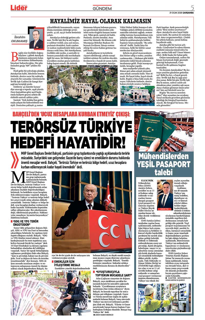 21 O C A K 2026 L İ D E R G A Z E T E A N T A L Y A 5