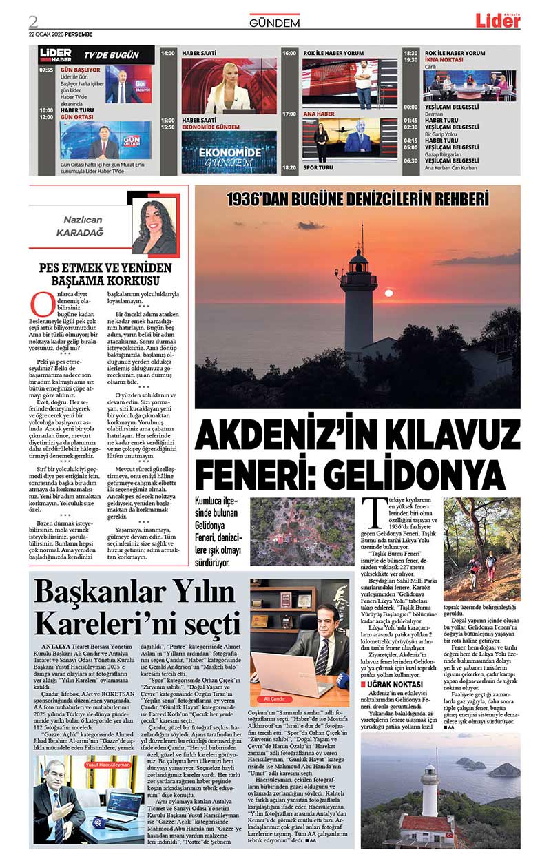 22 O C A K 2026 L İ D E R G A Z E T E A N T A L Y A 2