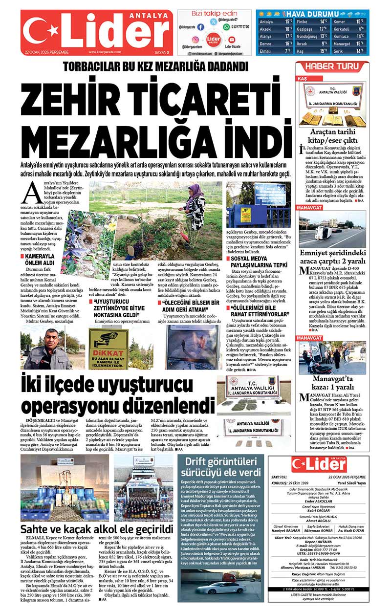 22 O C A K 2026 L İ D E R G A Z E T E A N T A L Y A 3