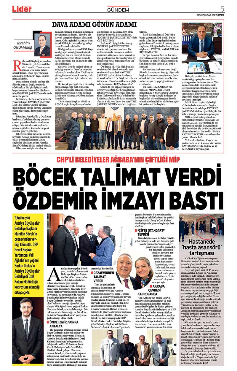 22 O C A K 2026 L İ D E R G A Z E T E A N T A L Y A 5