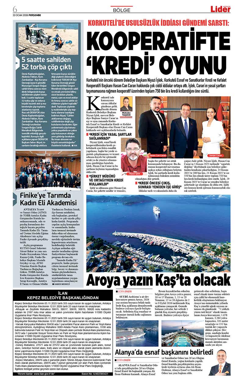 22 O C A K 2026 L İ D E R G A Z E T E A N T A L Y A 6