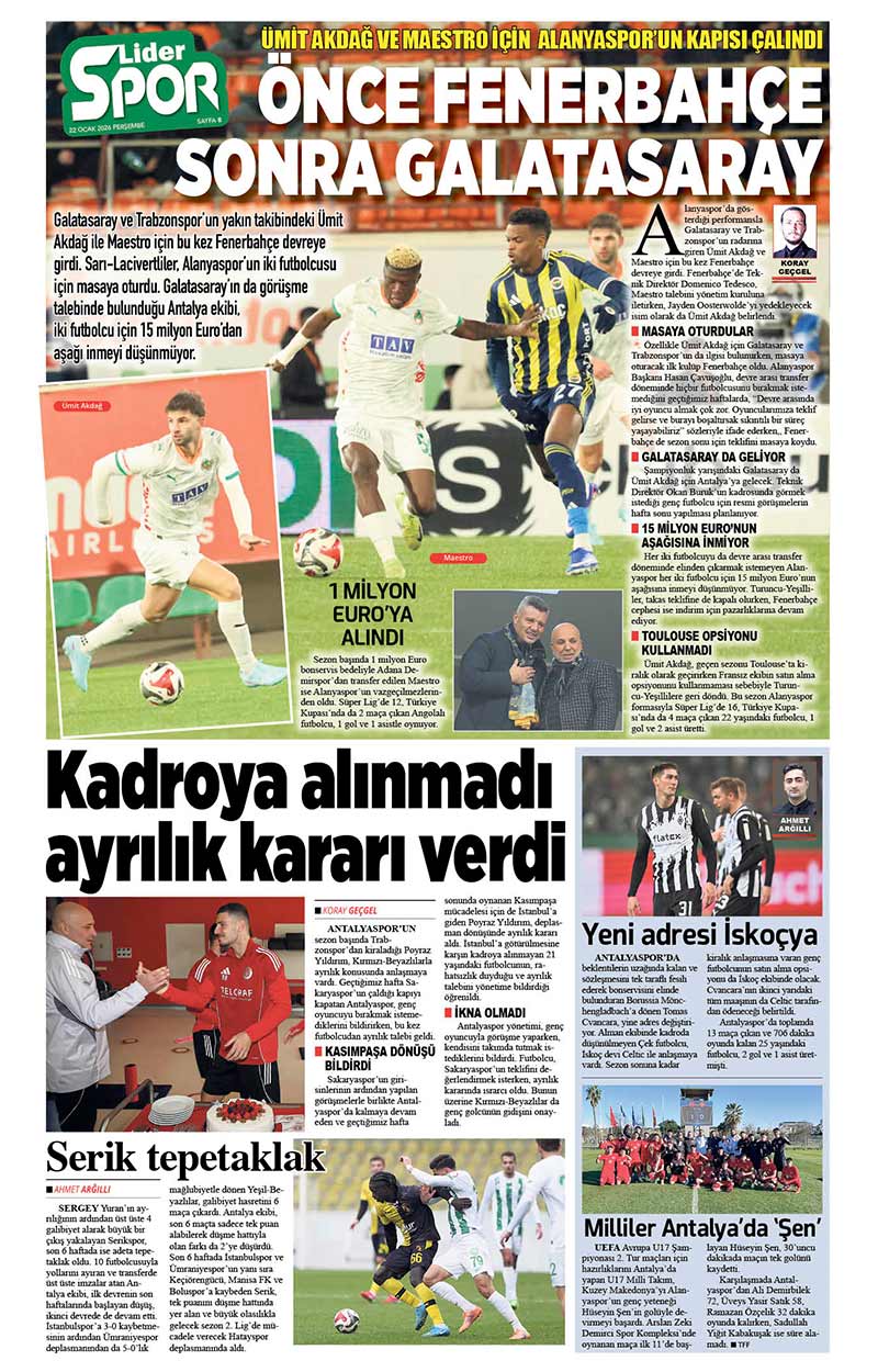 22 O C A K 2026 L İ D E R G A Z E T E A N T A L Y A 8