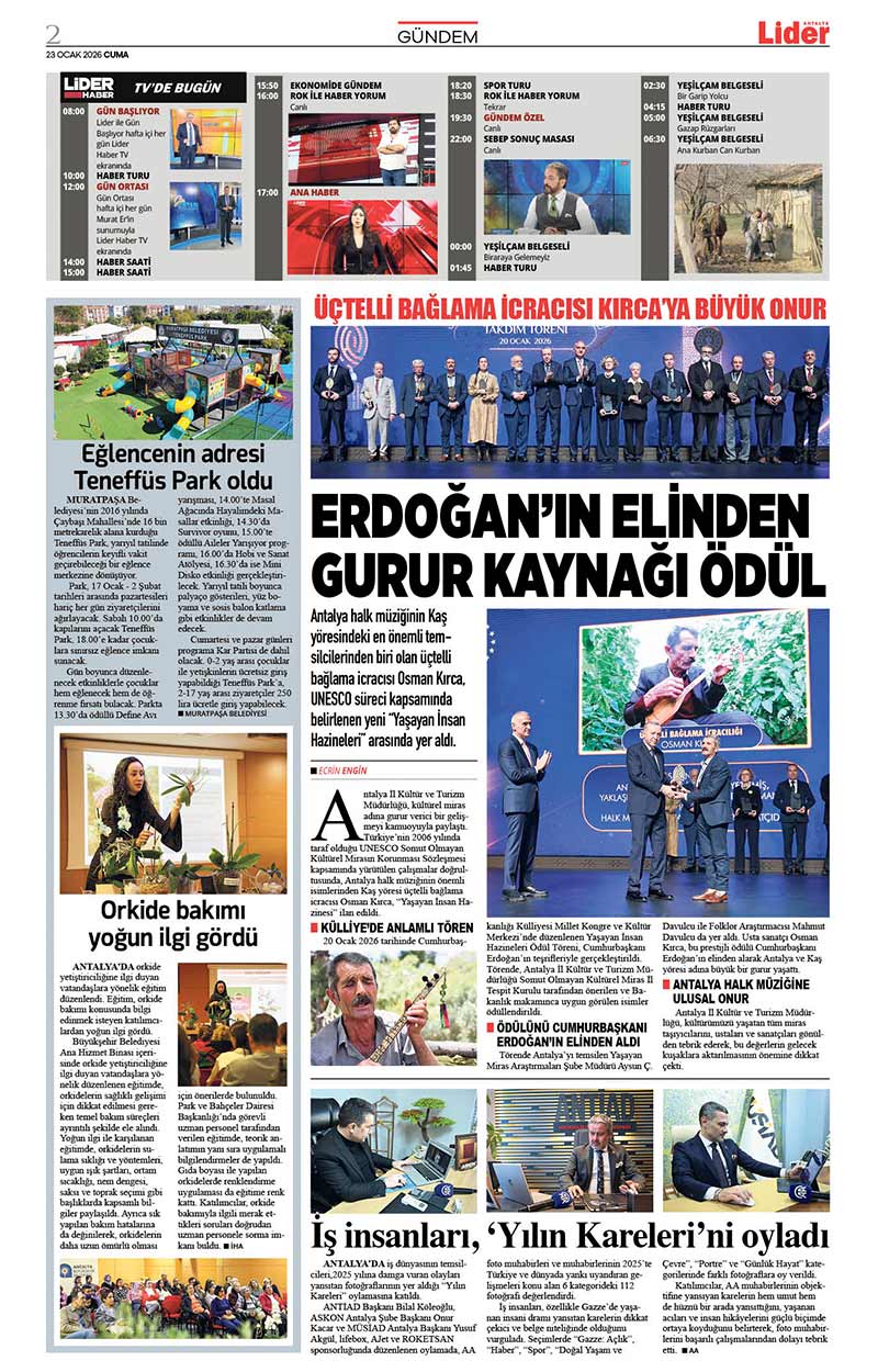 23 O C A K 2026 L İ D E R G A Z E T E A N T A L Y A 2